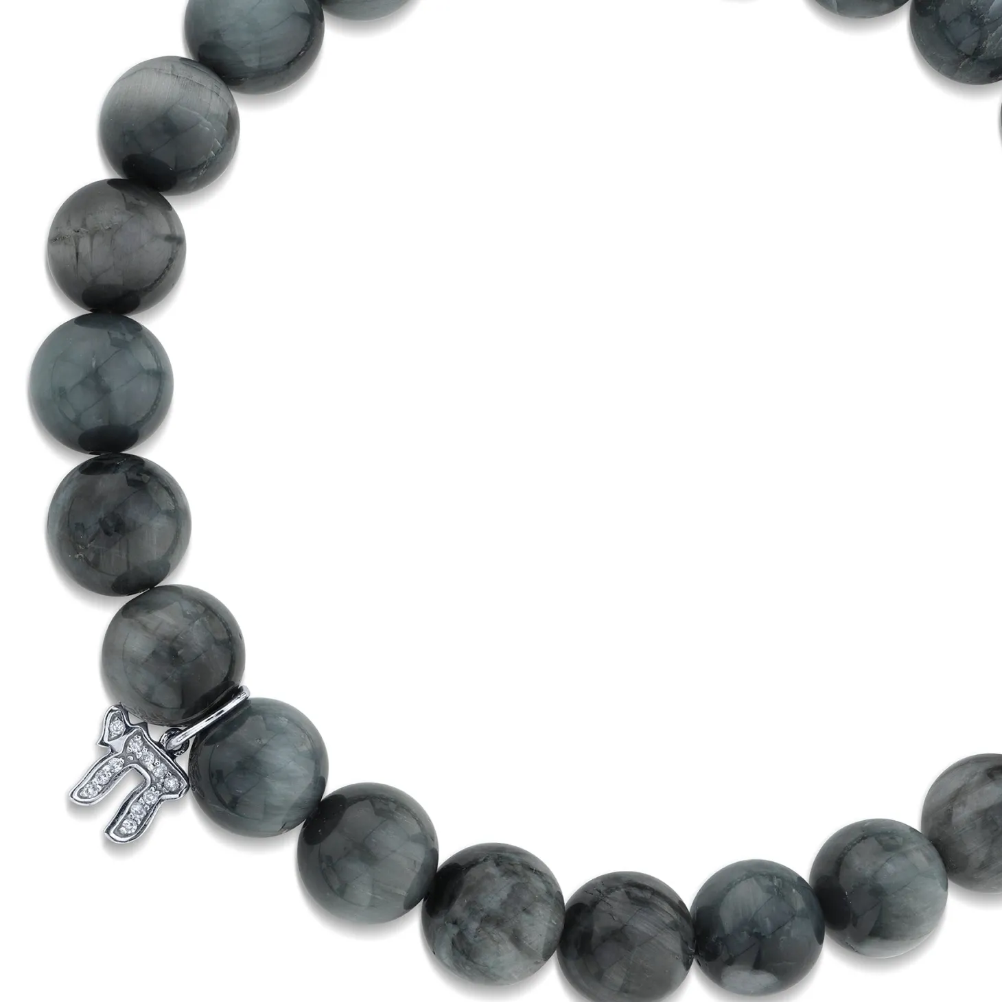 Men's Collection Gold & Diamond Chai on Grey Cat's Eye