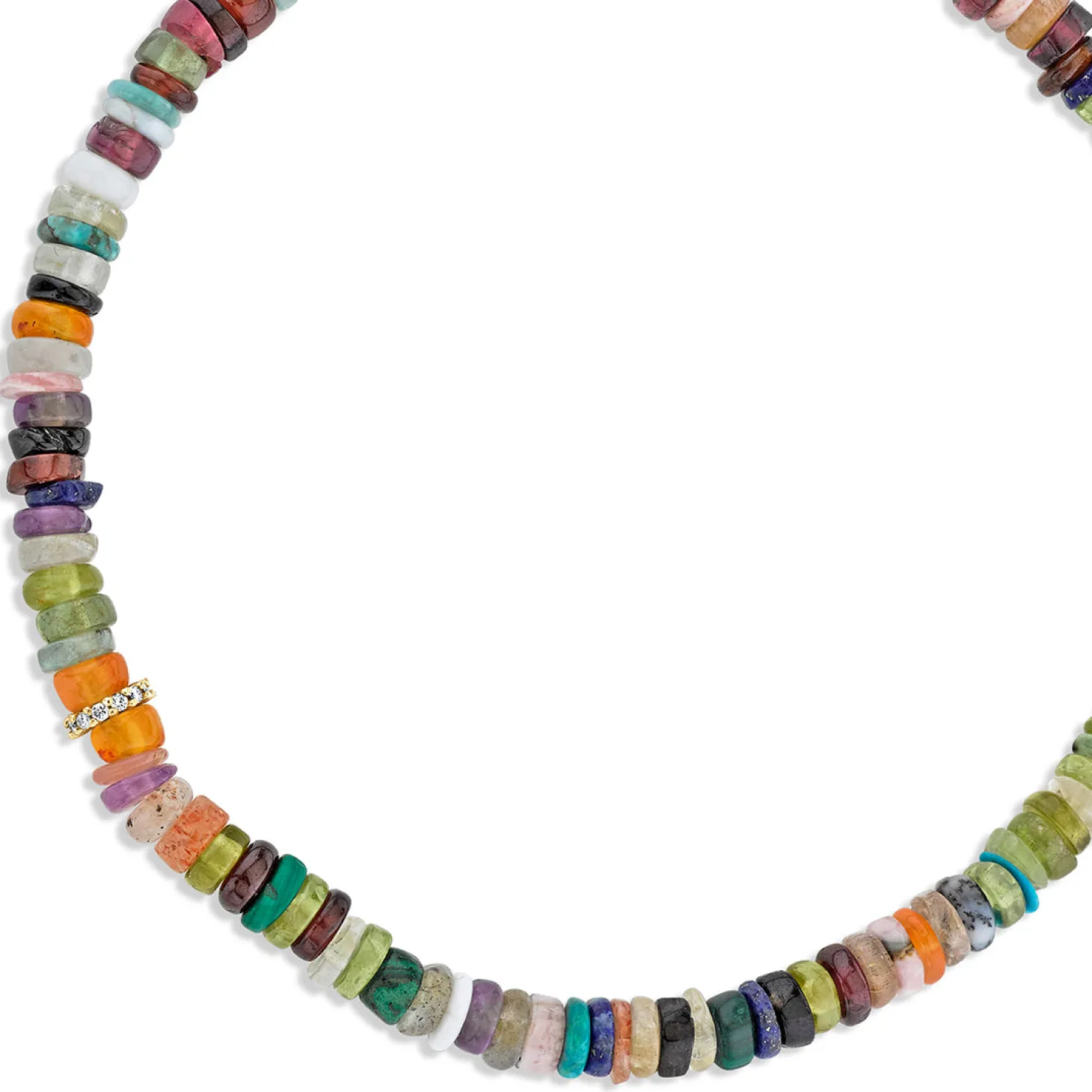 Men's Collection Gold & Diamond Rondelle on Rainbow Heishi