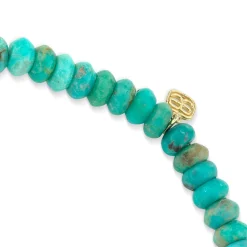 Men's Collection Gold & Diamond Mini Cross on Turquoise