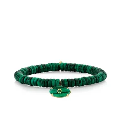 Men's Collection Gold & Emerald Carved Stone on Malachite