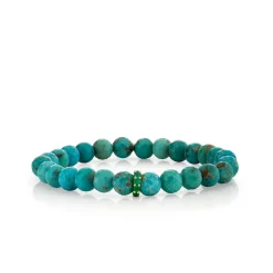 Men's Collection Gold & Emerald Rondelle on Turquoise