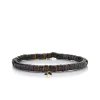 Men's Collection Gold & Enamel Tiny Mushroom on Dark Brown Heishi