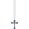 Men's Collection Gold & Sapphire Gothic Cross Necklace