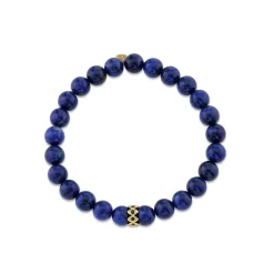 Men's Collection Gold & Sapphire Marquise Eye Rondelle on Lapis