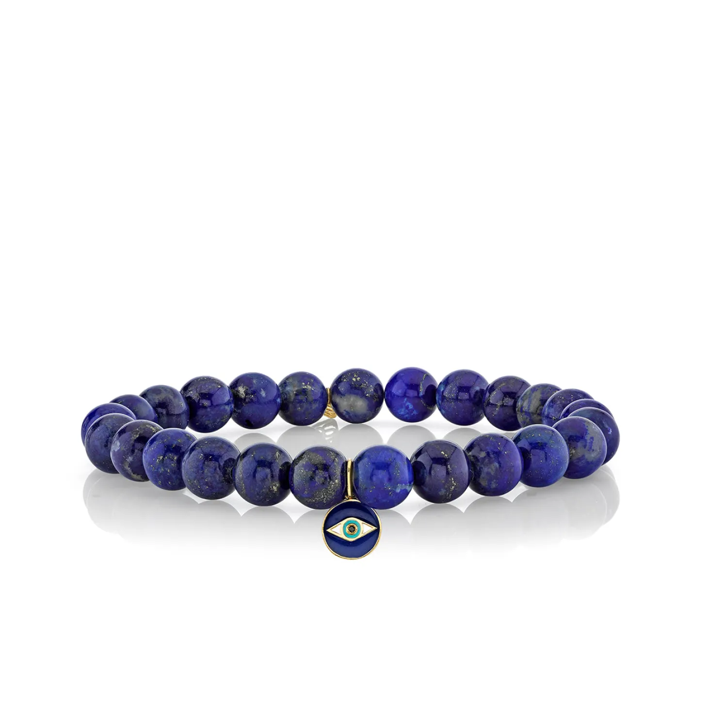 Men's Collection Gold Tiny Enamel Eye Medallion on Lapis