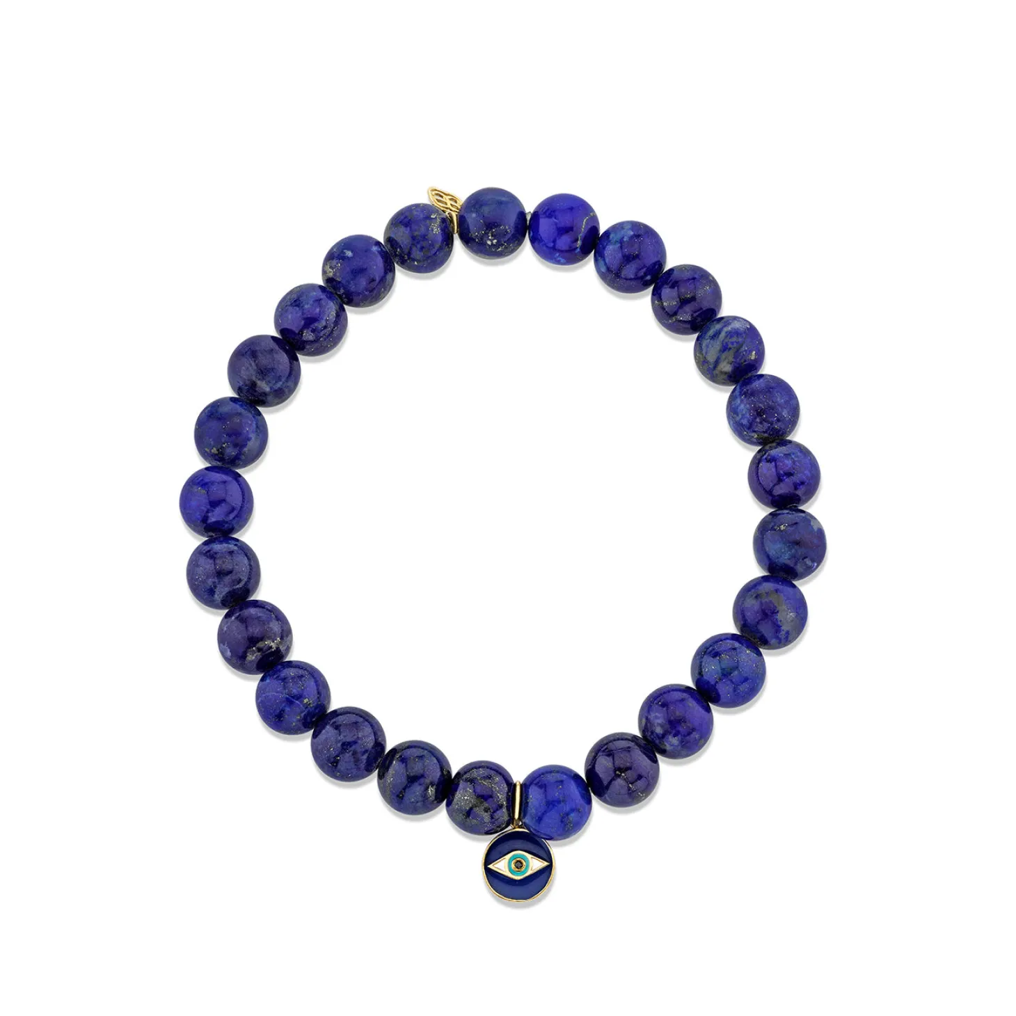 Men's Collection Gold Tiny Enamel Eye Medallion on Lapis