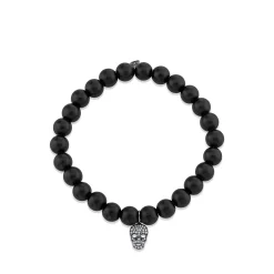 Men's Collection Mini Black Rhodium & Pavé Diamond Skull on Matte Black Onyx