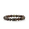 Men's Collection Rhodium & Black Diamond Rondelle on Jasper