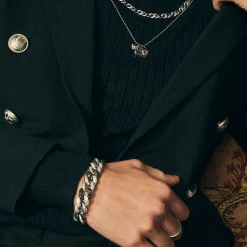 Men's Collection Two-Tone Gold & Pave Diamond Link Bracelet