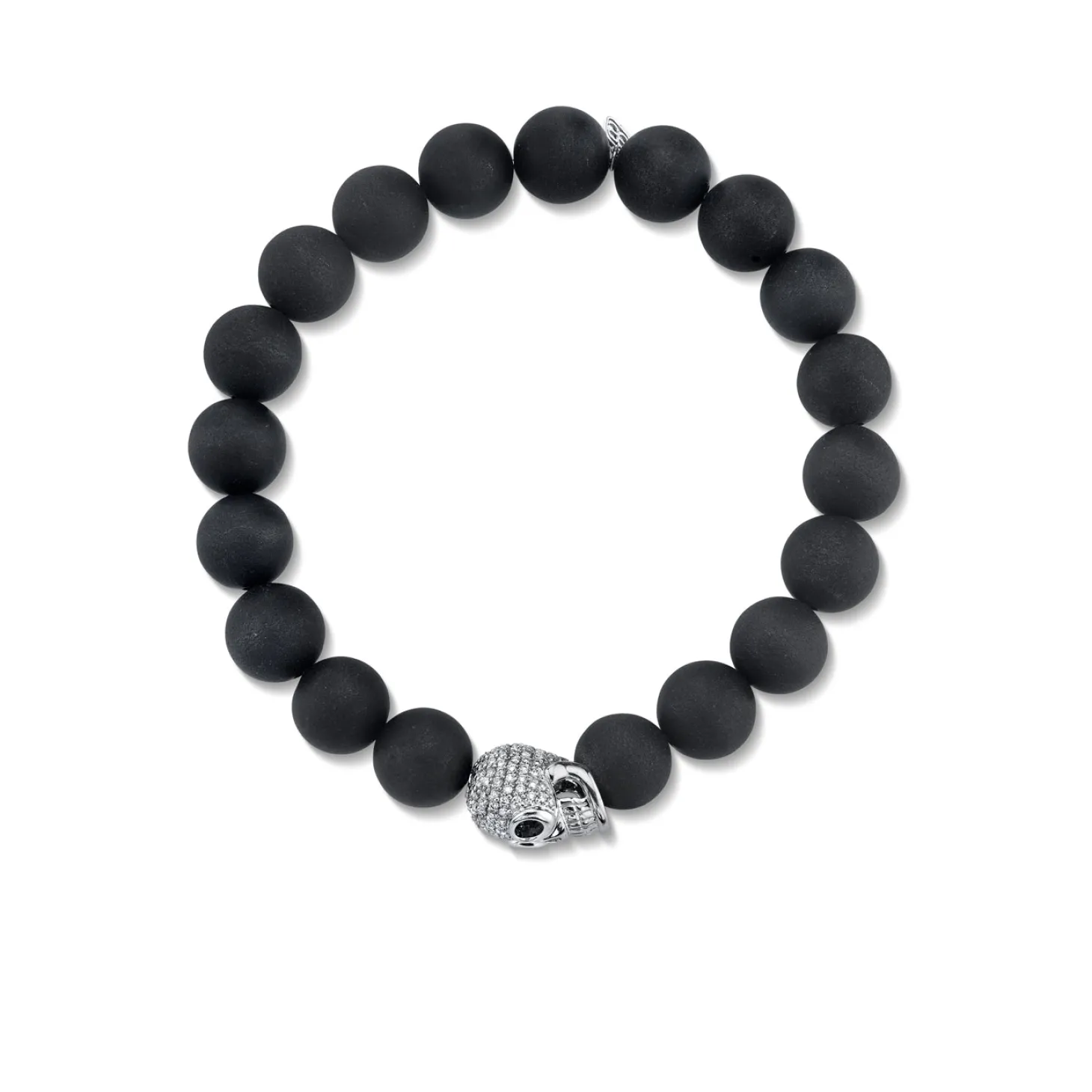 Men's Collection White Gold & Pave Diamond Skull on Onyx