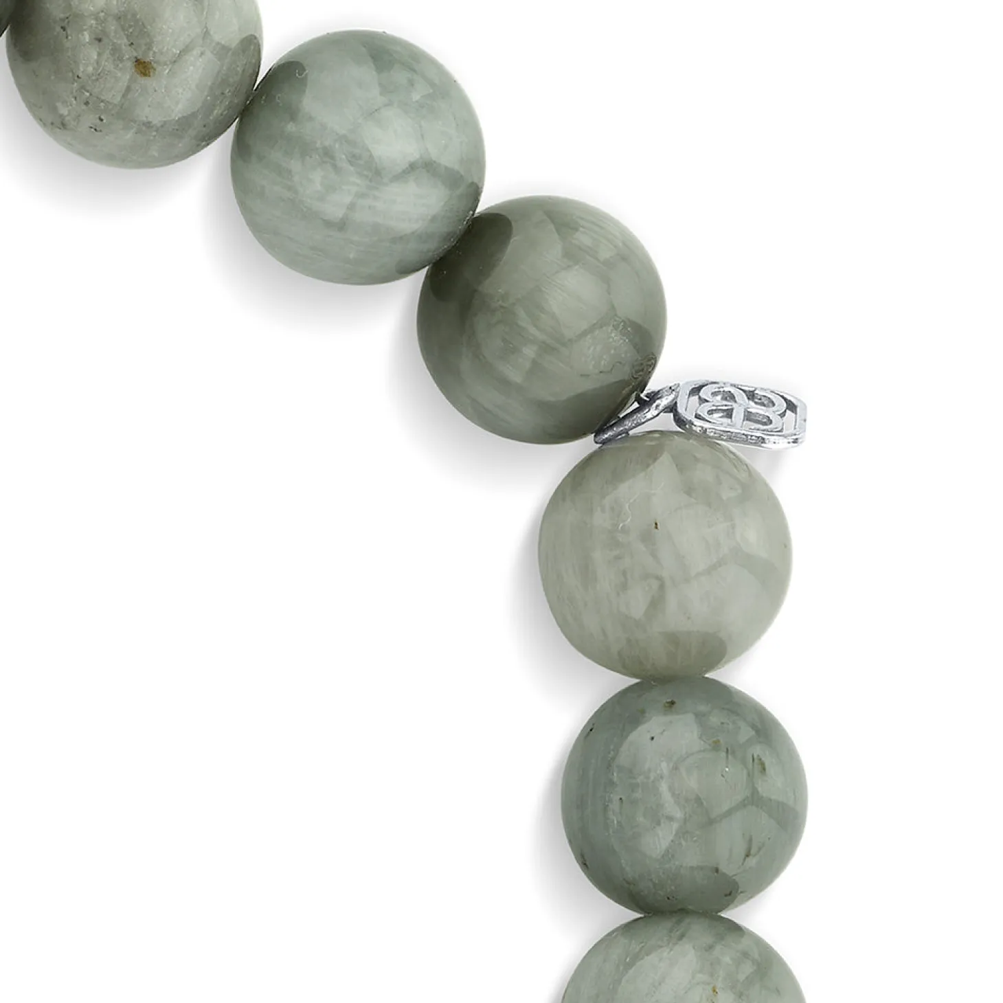 Men's Collection White Gold Soccer Ball Bead on Grey Cat's Eye