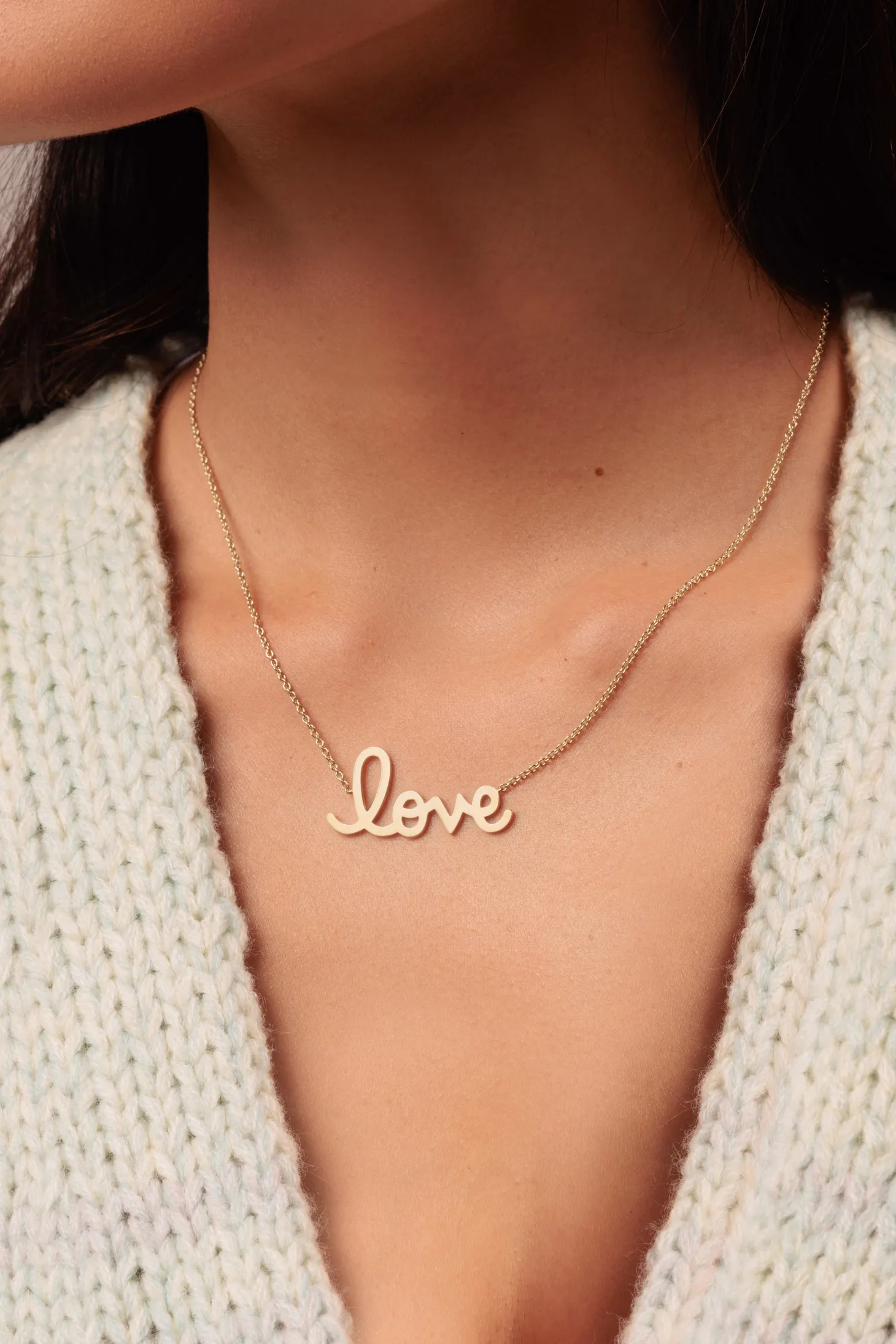 Pure Gold Big Script Love Necklace