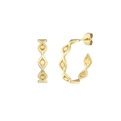 Pure Gold Eye Link Hoop Earrings