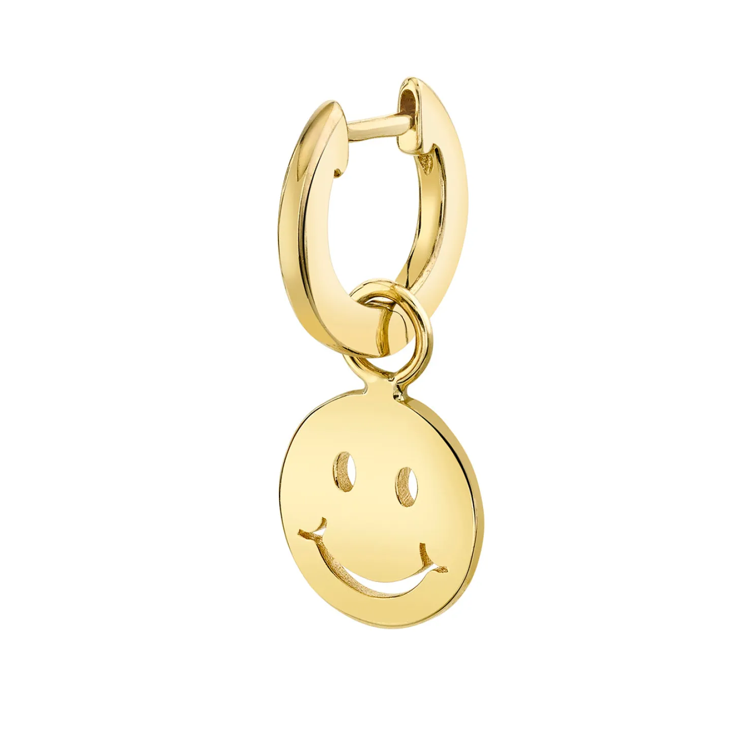 Pure Gold Happy Face Charm Hoops