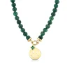 Pure Gold Happy Face Emerald Moroccan Flower Verdite Necklace