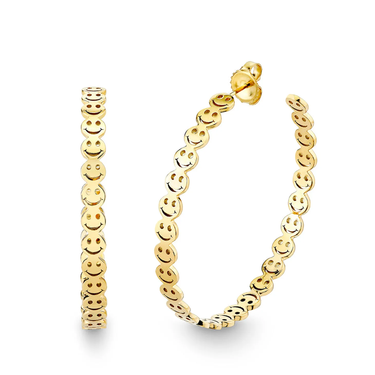 Pure Gold Happy Face Large Hoops