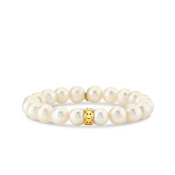 Pure Gold Happy Face Rondelle on Pearl