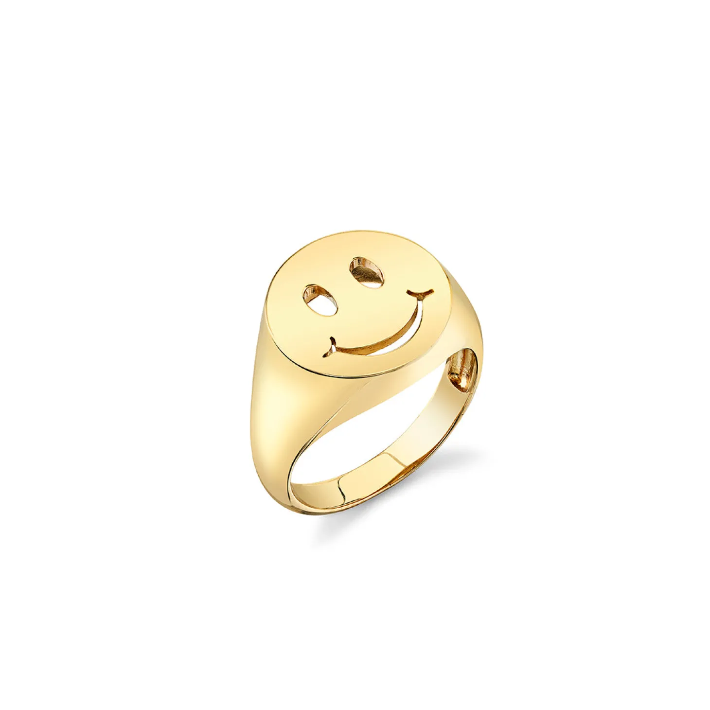 Pure Gold Happy Face Signet Ring