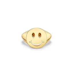 Pure Gold Happy Face Signet Ring