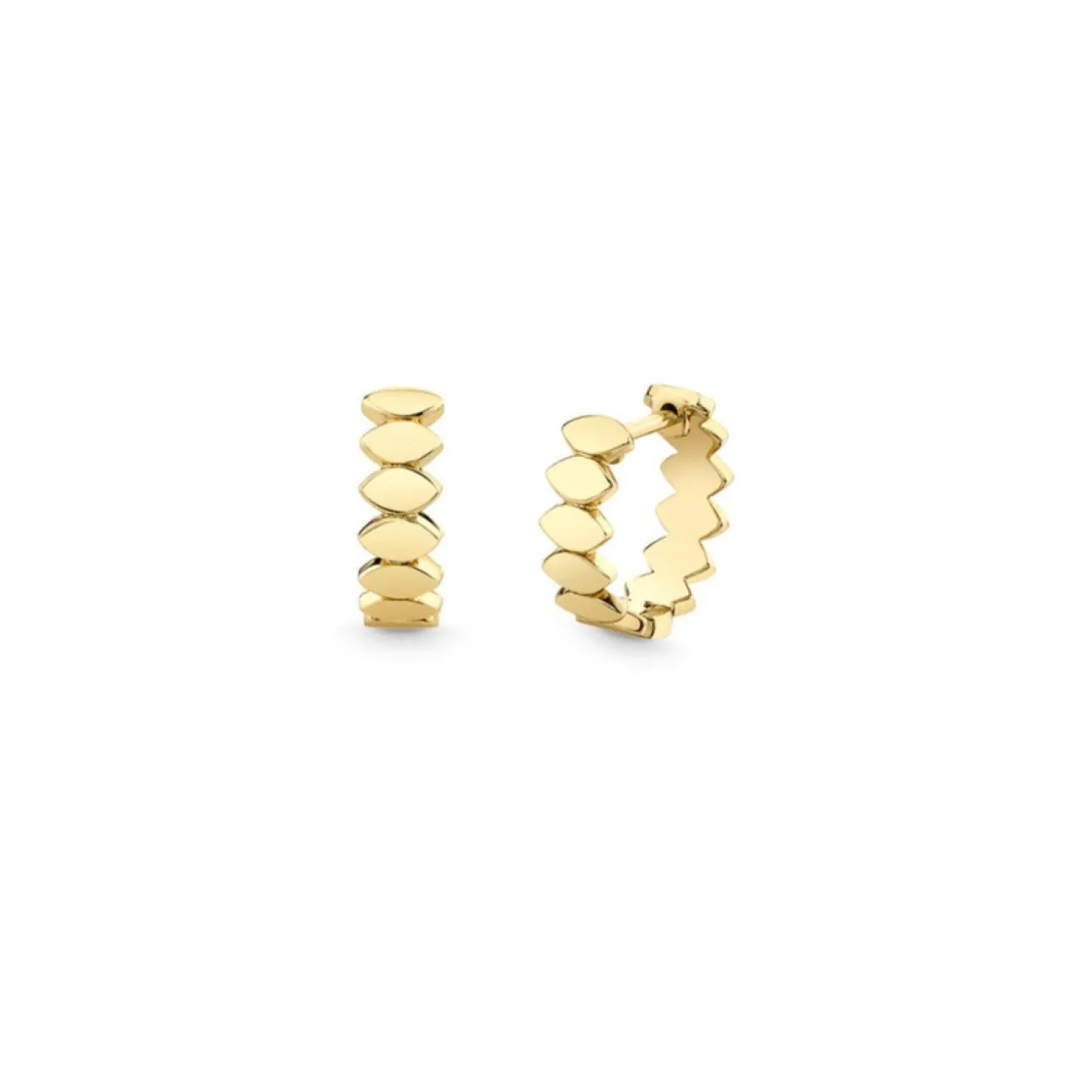 Pure Gold Marquise Eye Huggie Hoops