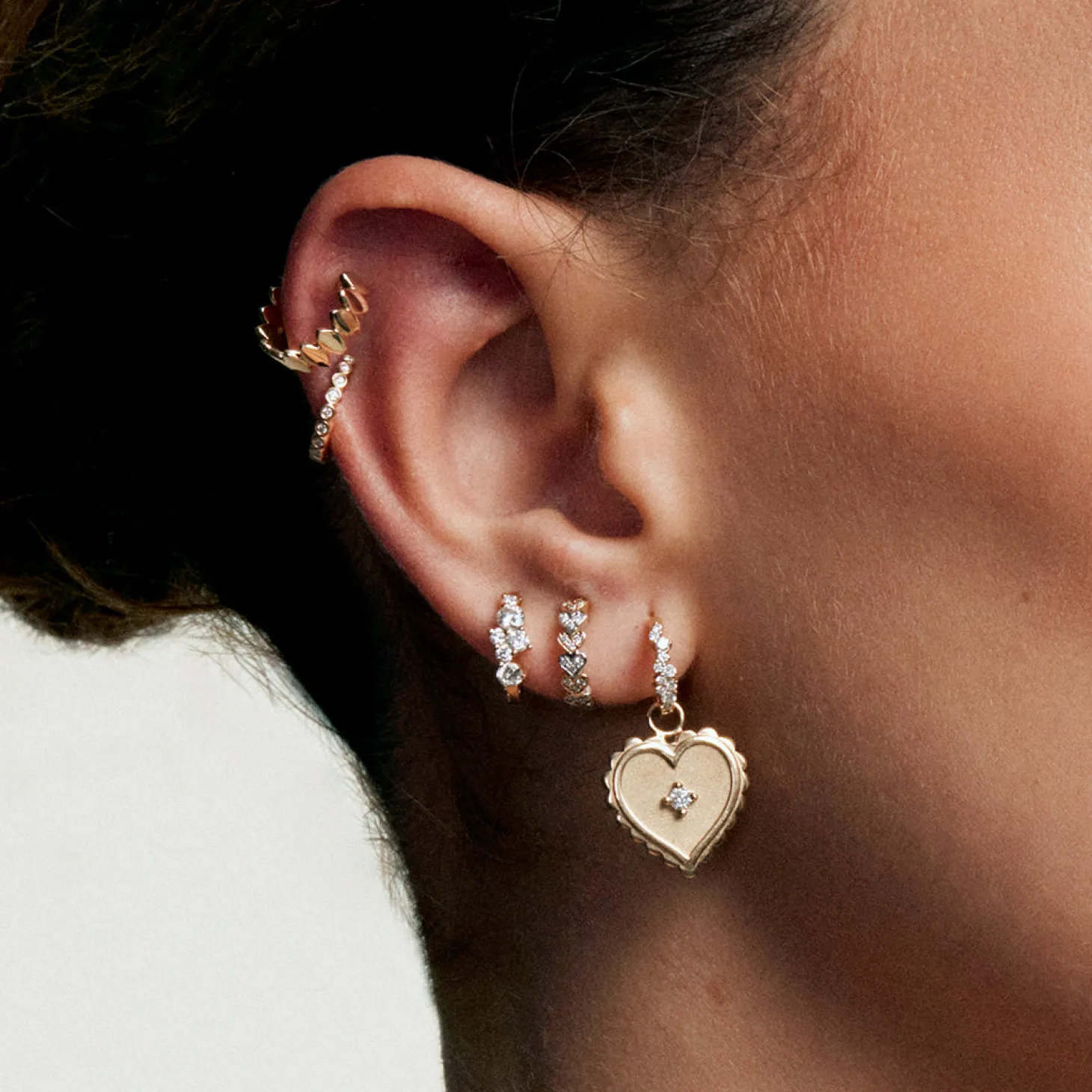 Pure Gold Marquise Eye Huggie Hoops