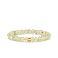 Pure Gold Marquise Eye Rondelle on Mystic Prehnite