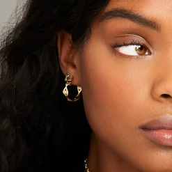 Pure Gold Medium Eye Link Hoops