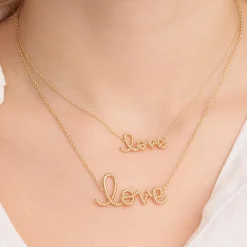Pure Gold Medium Love Script Rope Necklace