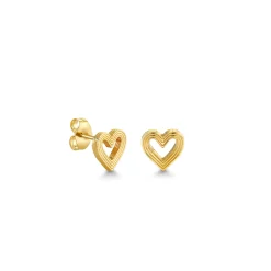 Pure Gold Small Fluted Heart Stud