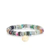 Pure Gold Small Happy Face on Rainbow Heishi
