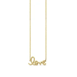 Pure Gold Small Love Script Rope Necklace