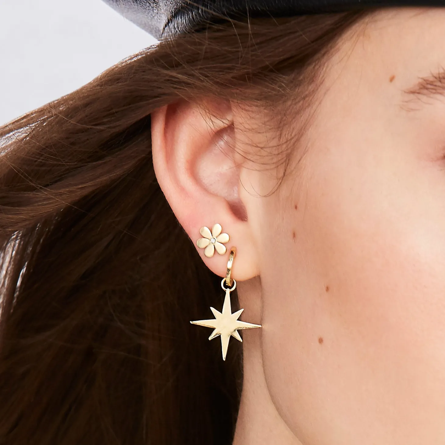 Pure Gold Starburst Charm Hoops