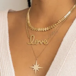 Pure Gold Supersize Script Love Necklace