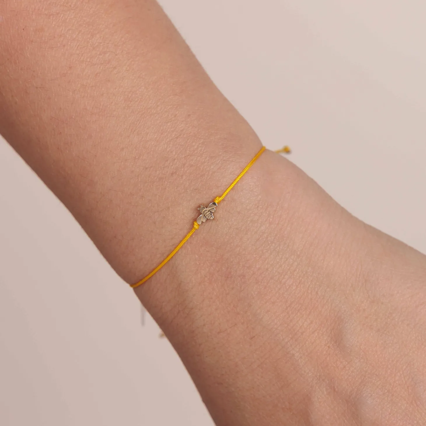 Pure Gold Tiny Bee Bead Cord Bracelet