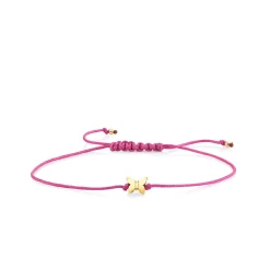 Pure Gold Tiny Butterfly Bead Cord Bracelet