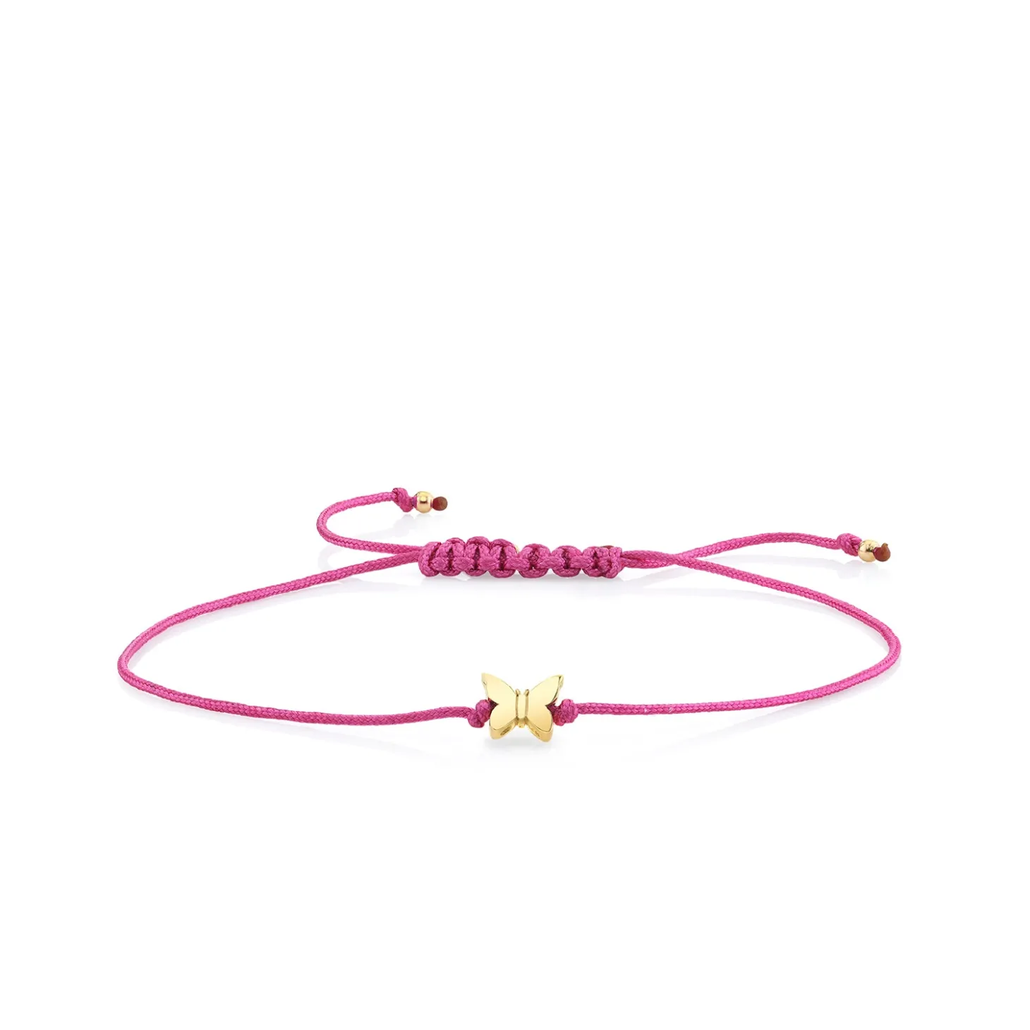 Pure Gold Tiny Butterfly Bead Cord Bracelet