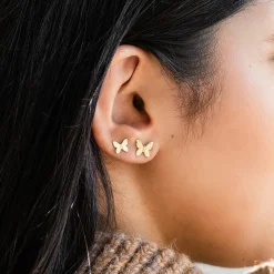 Pure Gold Tiny Butterfly Stud