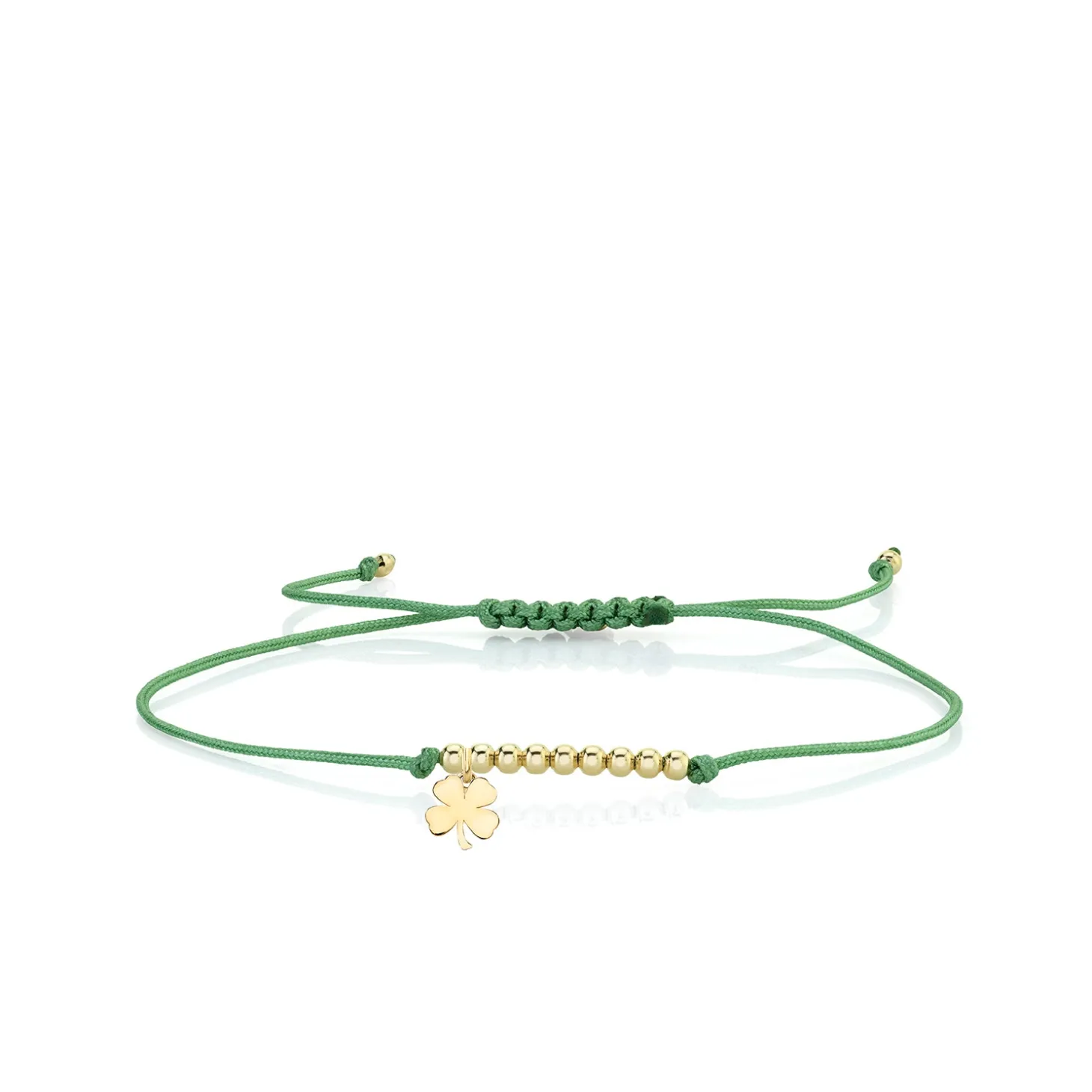 Pure Gold Tiny Clover Cord Bracelet