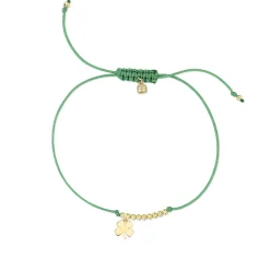 Pure Gold Tiny Clover Cord Bracelet