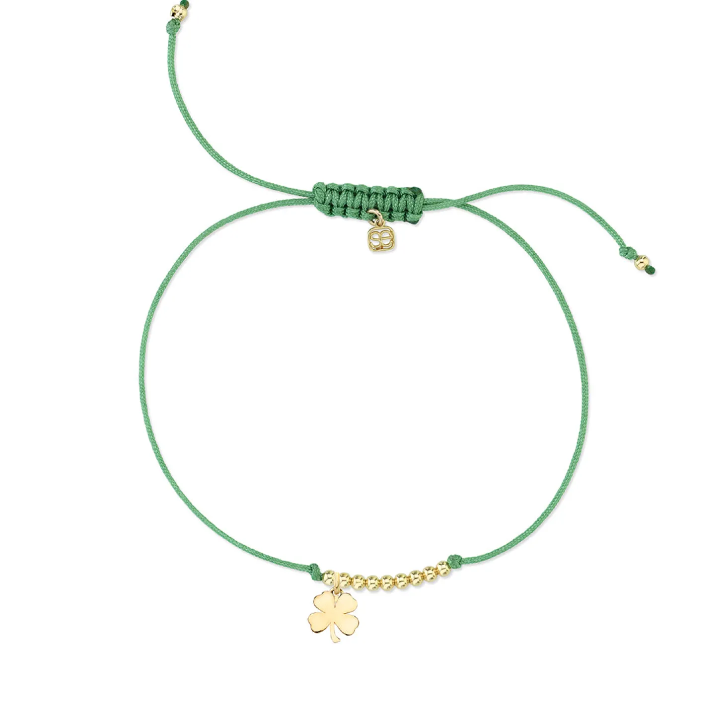 Pure Gold Tiny Clover Cord Bracelet