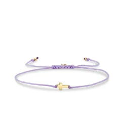 Pure Gold Tiny Cross Bead Cord Bracelet