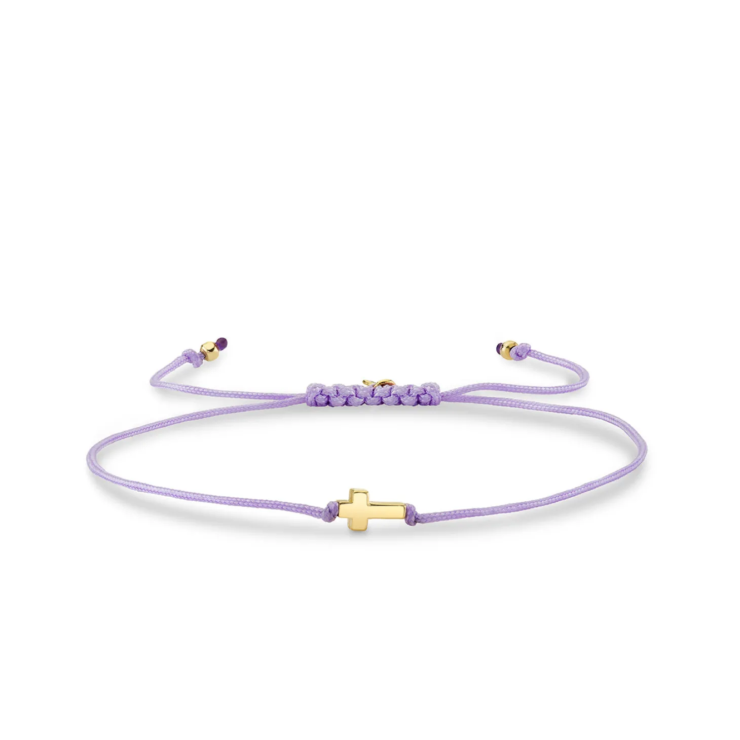 Pure Gold Tiny Cross Bead Cord Bracelet