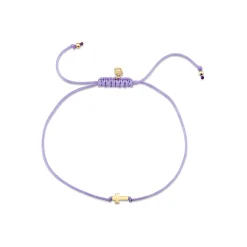 Pure Gold Tiny Cross Bead Cord Bracelet