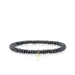 Pure Gold Tiny Cross on Hematite