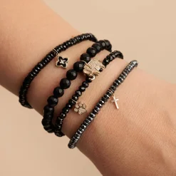 Pure Gold Tiny Cross on Hematite