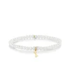 Pure Gold Tiny Dog Bone on Pearls