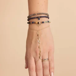 Pure Gold Tiny Dragonfly on Semi Precious Stones