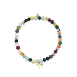 Pure Gold Tiny Dragonfly on Semi Precious Stones