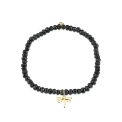 Pure Gold Tiny Dragonfly on Black Spinel