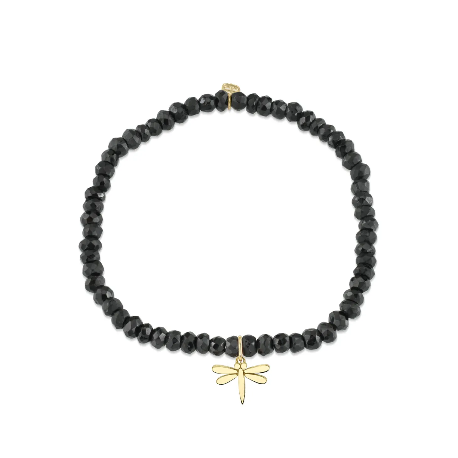 Pure Gold Tiny Dragonfly on Black Spinel